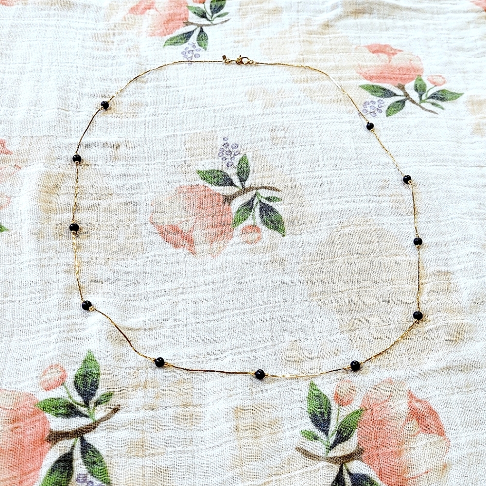 Vintage Monet Dainty Onyx Necklace